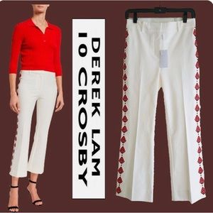 Derek Lam White Pants with Red Accents
